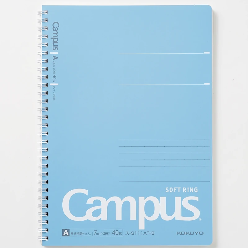 Kokuyo Soft Ring Notebook Blue B5 open flat